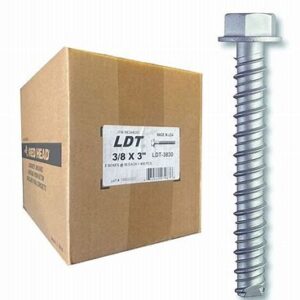 LDT383  <br>Large Diameter Tapcon fasteners 3/8”x3”, zinc plated (50 each)